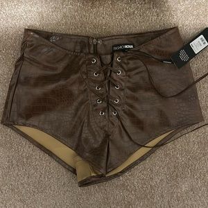 Brown Leather Hot Shorts XS NEW